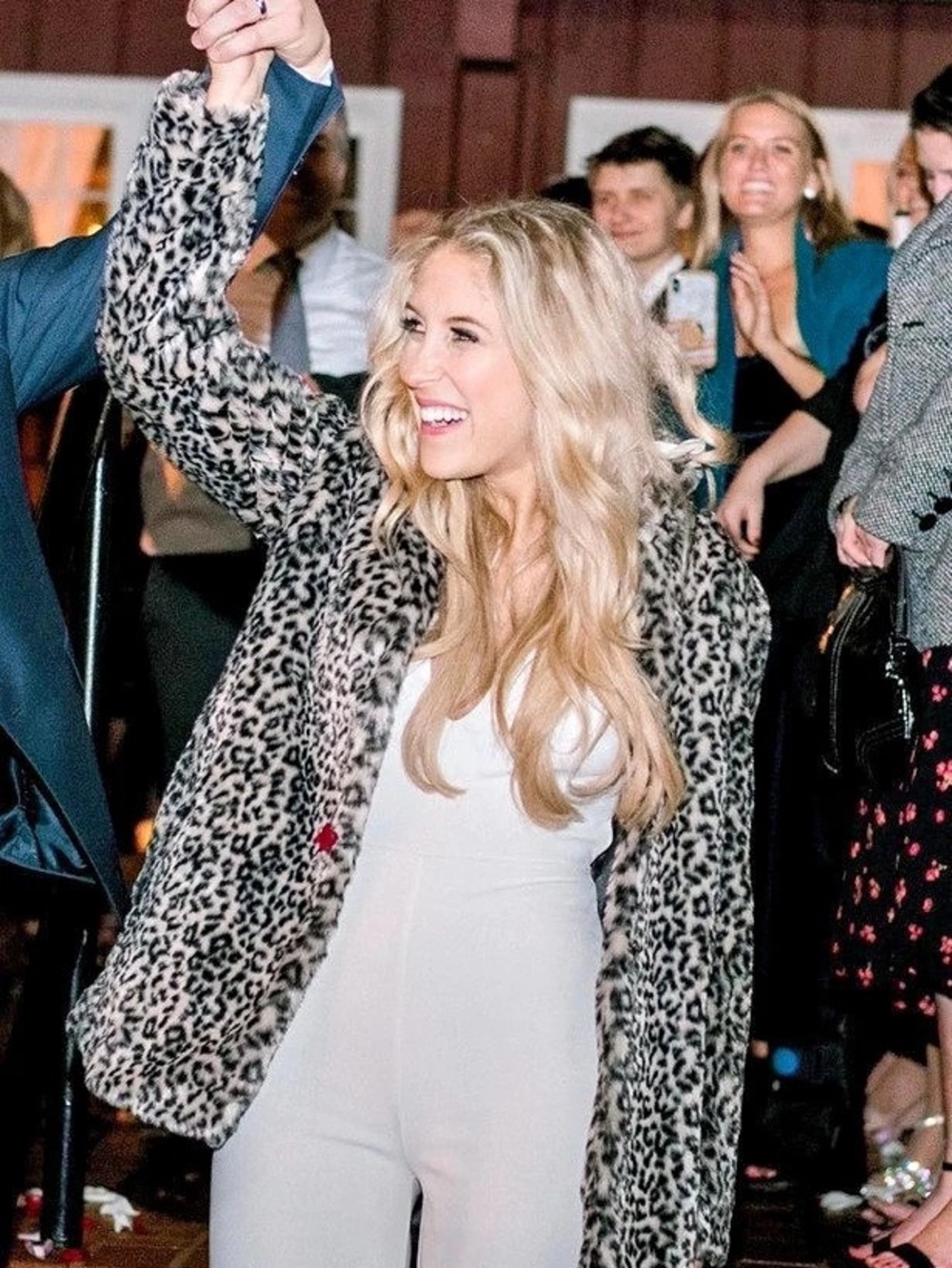 AQUA Animal Print Teddy Jacket in Gray & Black Size Small Like.